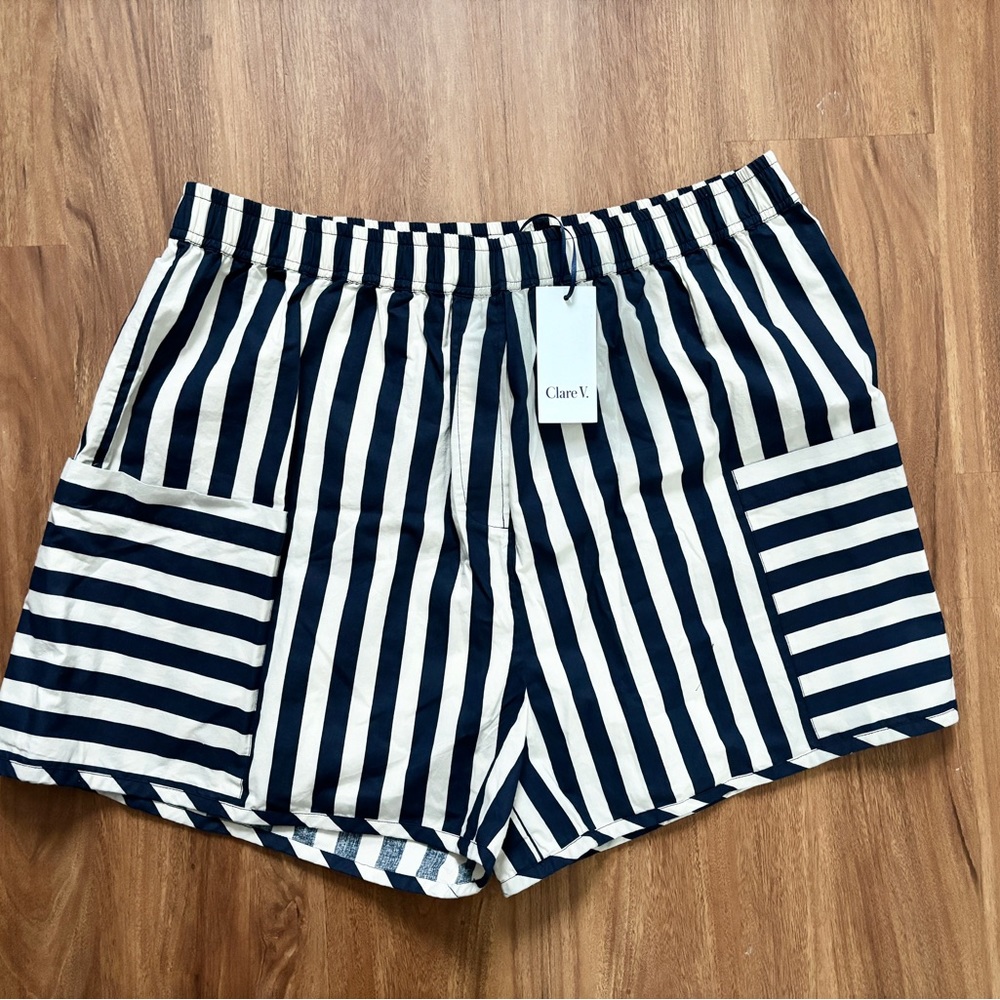 Clare V Navy and White Striped Women’s Shorts